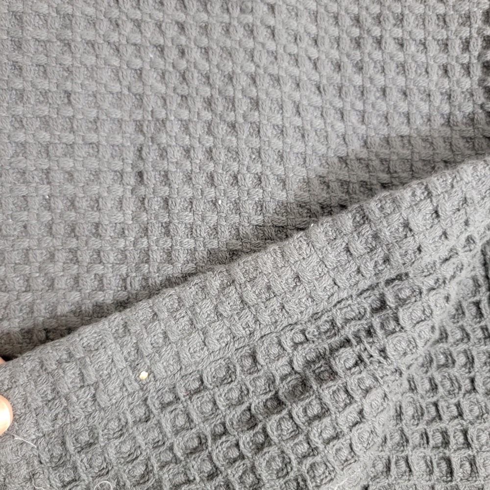 Vera Wang Charcoal Gray Waffle Weave 100% Cotton Bedcover Bedspread Queen 92x107